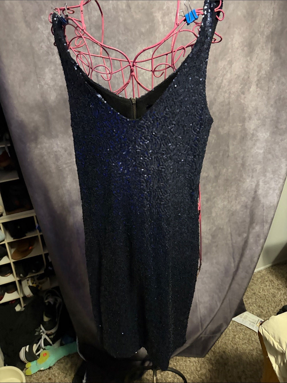 Aqua Navy Sequin Strapless Cocktail Dress